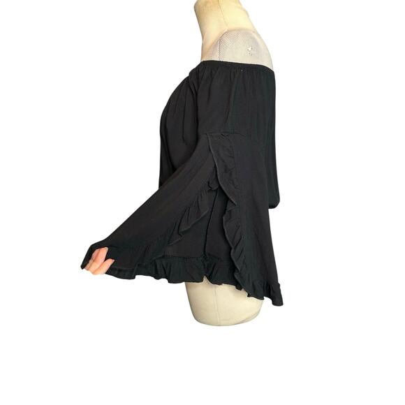Living Doll black off shoulder boho top size Small - Picture 9 of 14